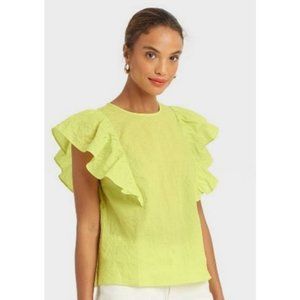 NWT - Women's Medium Ruffled Chartreuse Blouse - A New Day